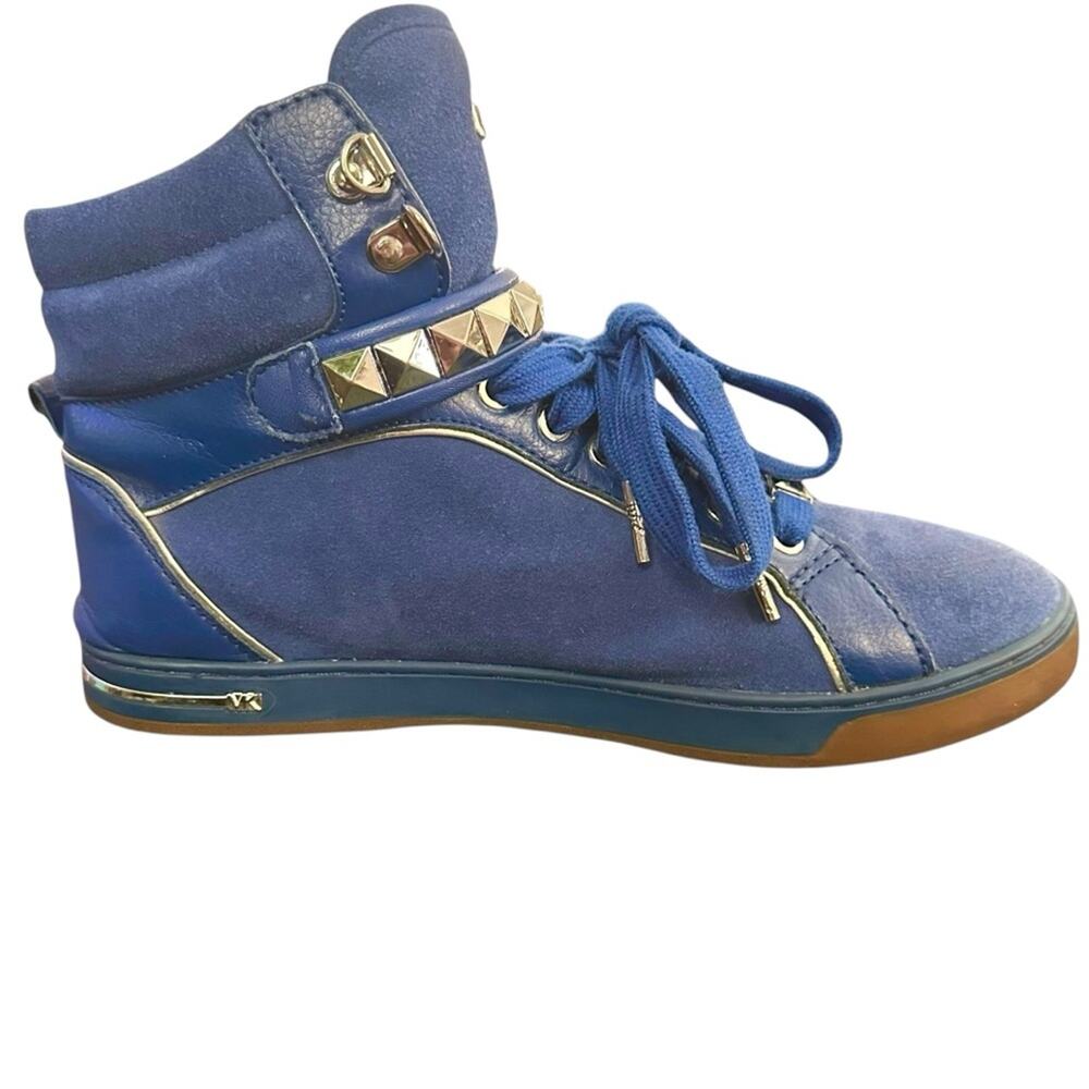 Michael Kors Glam Studded Women's sapphire Suede High Top Sneakers Size 9.5‎ - Picture 4 of 11